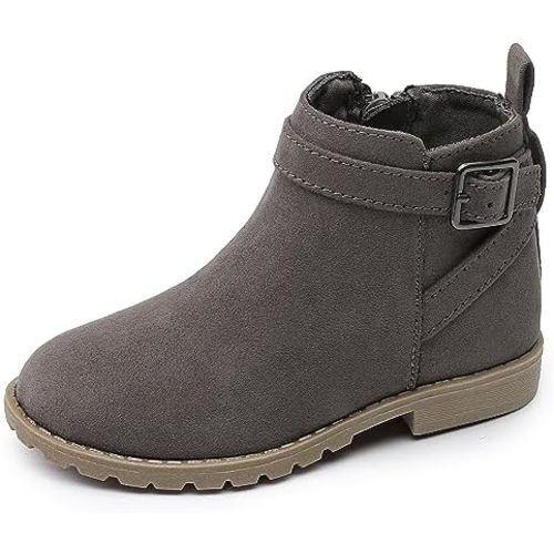HOMEHOT Girls Ankle Boots Suede Leather Side Zipper Low Heels short (toddler/littile kids)