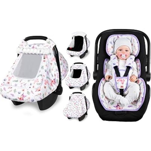 Pea Pod All in One Baby Car Seat Cover & Infant Car Seat Insert for Newborn