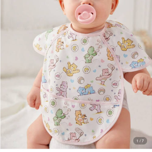 SHEIN X Care Bears Waterproof Anti-Oil Baby Bibs, Feeding Clothing, Burp Cloths, Suitable For Dining, Drawing, Outdoor Activities