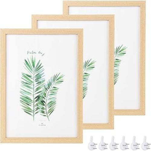 CTDMJ® A4 Certificate Picture Frame 3 Pack A4 Solid Wood Picture Frames OAK Wood Photo Frame with Plexi Glass for Table Top & Wall Mounting Picture Frame Set for Photos, Posters, Puzzles (23x32 cm)