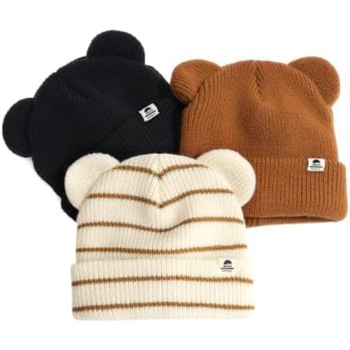 FURTALK Baby Beanie with Bear Ear Warm Knit Winter Hat for Infant Toddlers