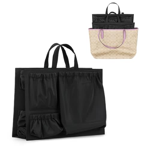 Lmbabter Removable Organizer Insert with Insulated Pocket,Updated Diaper Bag with 11 Total Pockets&Changing Pad, Handbag Tote Bag for Women Mommy Nurse (Black)