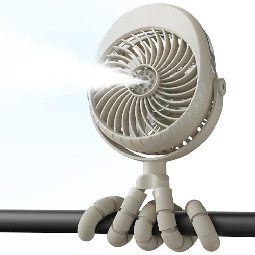 Baby Stroller Fan, Misting Fan Portable, Baby Boy Newborn Essentials Must Haves, Mist Cooling Spray Fans for Car Seat 2600mah Rechargeable, Camping Travel Beach Disney World Essentials Registry Gift