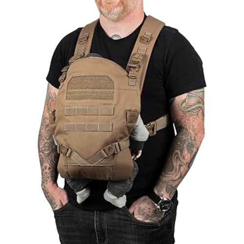 TBG - Mens Tactical Baby Carrier for Infants and Toddlers 8-33 lbs - Compact (Coyote Brown)