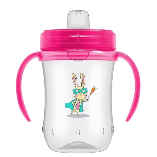 Dr. Brown's Milestones Soft Spout Sippy Cup with Handles, Pink Bunny Hero, BPA-Free, 9 oz/270 mL, 9m+, 2-Pack