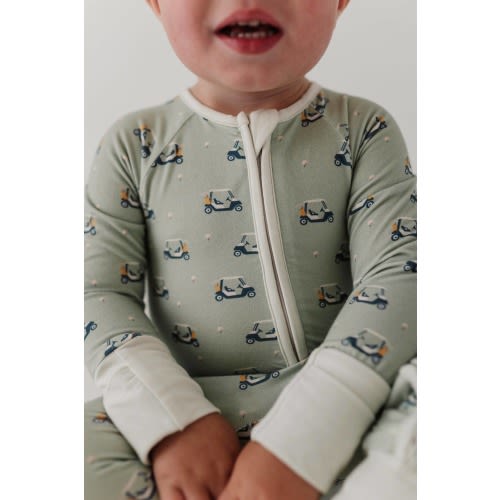 Long Sleeve Zip Romper- Golf Cart