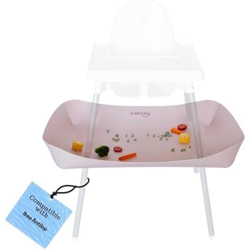 CATCHY -Food Catcher- Compatible with IKEA Antilop High Chair + 11 Other High Chairs -Highchair Sold Separately- Baby & Toddler Food & Mess Catcher -Premium Linen Inspired- Under High Chair Accessory