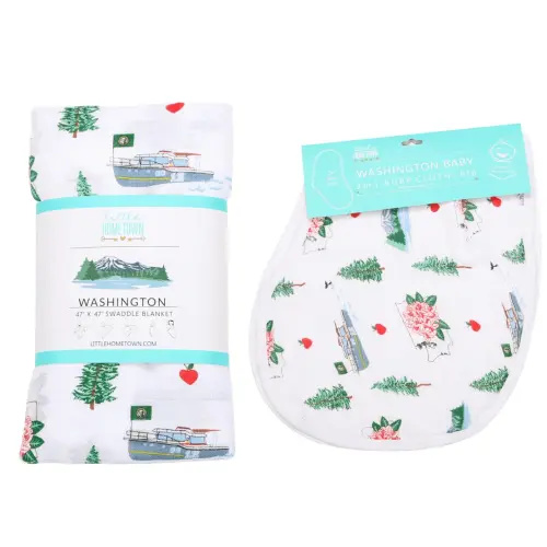 Gift Set: Washington (State) Baby Muslin Swaddle