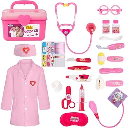 Liberry Doctor Kit Toy for Toddlers 3 4 5 Years Old, Pink