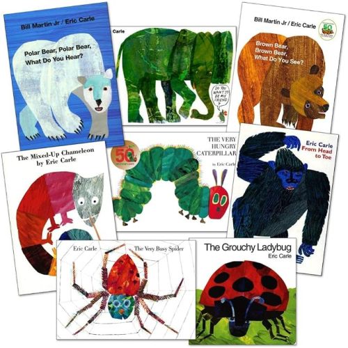 Kaplan Early Learning Eric Carle Board Book Collection - Set of 8 Classic Stories for Interactive and Classroom Reading