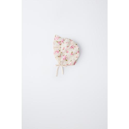 FLORAL EYELET BONNET - Ecru | ZARA United States