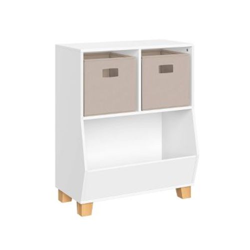 RiverRidge Kids' CatchAll 24" Toy Storage Organizer with 2 Cubbies and 2 Storage Compartments White with 2 Fabric Bin