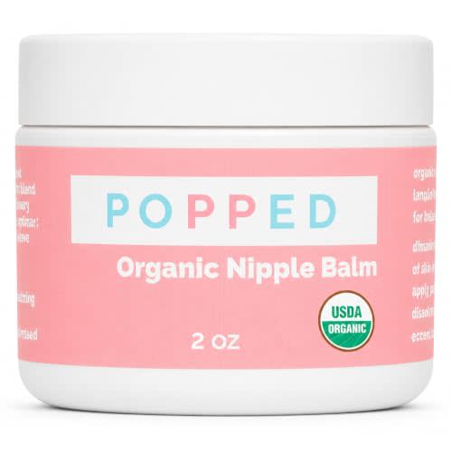 Popped USDA Organic Nipple Cream for Breastfeeding, Lanolin-Free, 2 oz | safe for baby, no need to wash off, organic nipple butter, breast pump lubricant, sore dry cracked nipples, petroleum-free