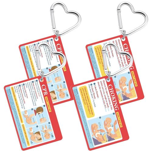 4 Pcs Infant CPR Card Keychains, Baby Choking First Aid Card 3.4 x 2.1 Inch Emergency Instructions Quick Reference Guide for Adult New Moms Gift