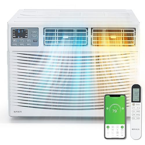 ROVSUN 8000 BTU Window Air Conditioner with Heat, Window AC Unit & Heater Combo with APP & Voice Smart Control, Timer Function & Easy Installation Kit, Work with Alexa/Google Assistant, 115V/60Hz