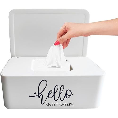 Moorfowl Hello Sweet Cheeks Flushable Wipes Holder Baby Wipes Dispenser Container Cute Funny Rustic Farmhouse Bathroom Decor