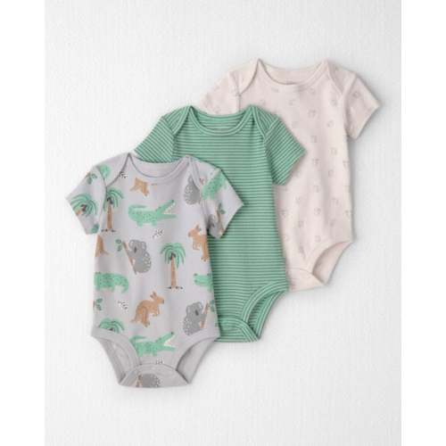 Baby 3-Pack Organic Cotton Bodysuits in Aussie Friends Print - Little Planet | Carter's