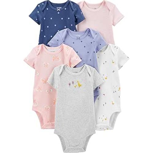 Simple Joys by Carter's Baby-Girls 6-Pack Short-Sleeve Bodysuit 6-9 months