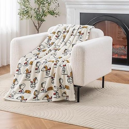 Berkshire Blanket Peanuts® VelvetLoft® Cute Character Snoopy Plush Throw Blanket,The Flying Ace,Throw 55 in x 70 in (Official Peanuts® Product)