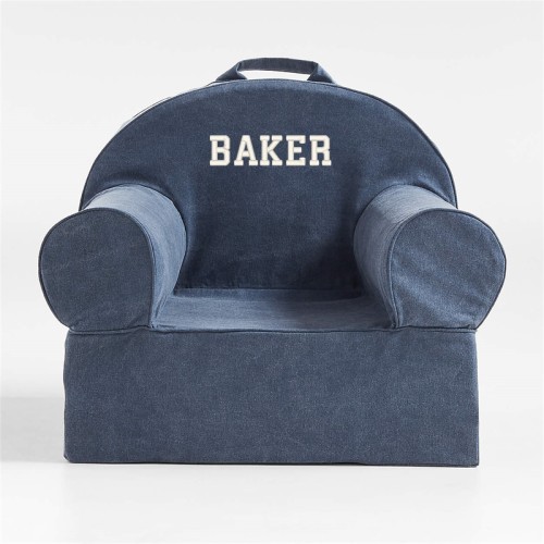 Personalized Large Dark Indigo Kids Lounge Nod Chair