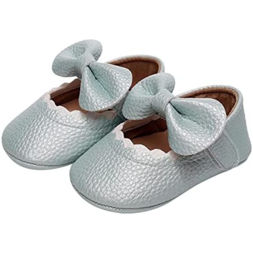 Baby Girl Booties 6-12 Months Infant Girls Single Shoes Ruffles Bowknot First Walkers Shoes Remy-18k Youth Girl's Fashion Flat Lace up Light Weight Glitter Sneaker Athletic Shoes