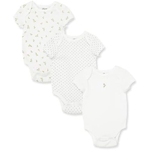 Little Me Clothes for Baby Girls’ 3-Pack 100% Cotton Bodysuits with Full Snap Closures, Baby Essentials, Newborn to 9 Months