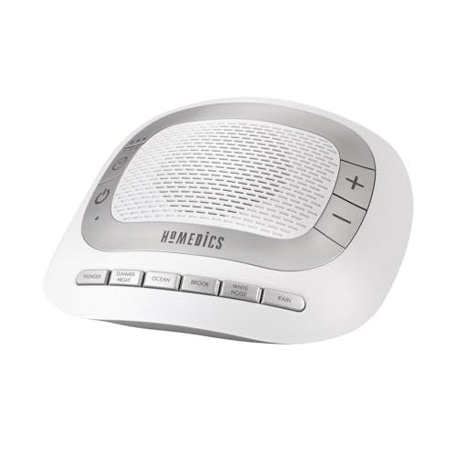 Homedics SoundSleep Rejuvenate White Noise Portable Sleep Machine | Small Sound Machine with 6 Relaxing Nature Sounds, Sound Therapy for Home, Office, Nursery, Auto-Off Timer
