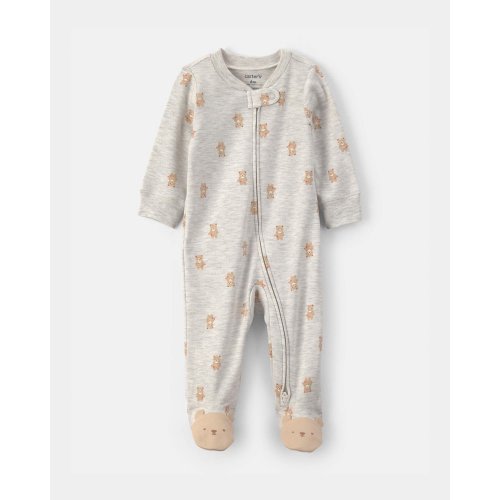 Baby Teddy Bear 2-Way Zip Snug Fit Sleep & Play Pajamas - Grey | Carter's