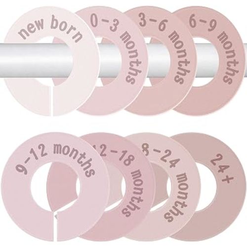 8PCS Baby Closet Dividers for Clothes Double-Sided Baby Closet Organizer Baby Clothes Size Age Separators Nursery Clothes Hanger Dividers for Most Closet Rods Organizer from Newborn to Toddler