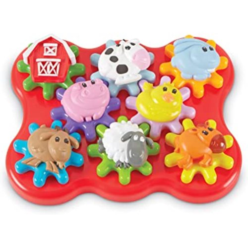 Learning Resources Barnyard Friends Build & Spin - Toddler Sensory Toys, Montessori Building Set, Preschool STEM, Busy Board Cogs and Gears for Kids, Fine Motor Skills, Gifts for Boys and Girls
