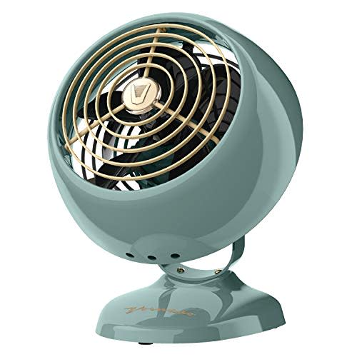 Vornado VFAN™ Mini Classic Vintage Metal Desk Fan, 2-Speed, Adjustable Tilt, Personal Air Circulator for Bedroom, Office, Dorm Room, Portable Quiet, Vintage Green