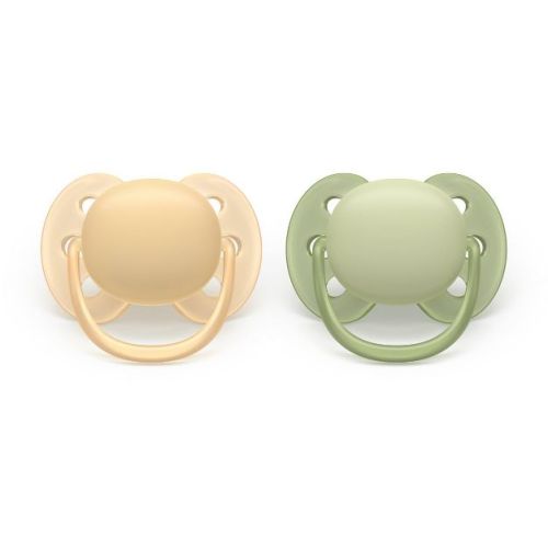 Philips Avent Ultra Soft Pacifiers 6-18m - Beige/Green - 2pk