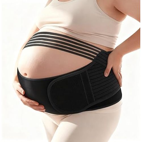 Plus Size Pregnancy Belly Band – Extra Large Maternity Support Belt for Belly, Waist & Back Pain Relief – Adjustable & Breathable Belly Band for 3XL/4XL Moms (Fits Waist 55"-67",Black)