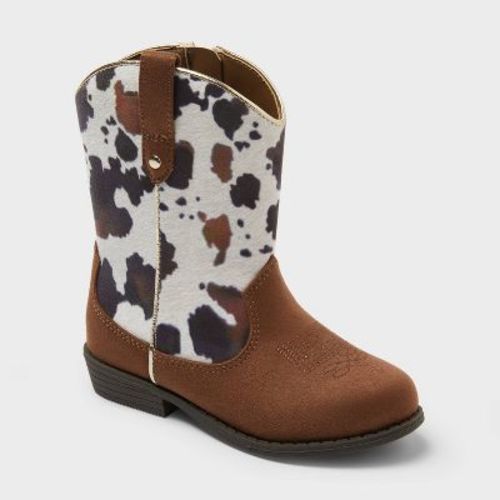 Toddler Girls' Branson Cow Print Cowboy Boots - Cat & Jack™ Brown 6T