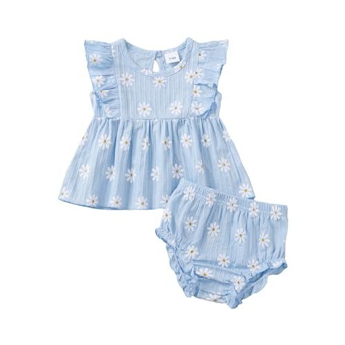 Mioglrie Baby Girl Clothes Toddler Girl Clothes Ruffle Tops Short Sets Summer Outfits 3 6 12 18 24 Months Baby Girls