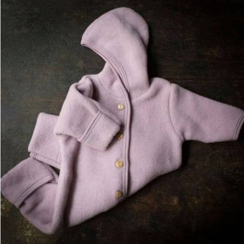 Baby Merino Wool Fleece Suit - Lilac Rose