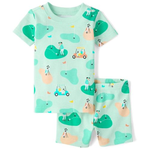 The Children's Place Baby Short Sleeve Golf Snug Fit Cotton Pajamas Green 6-9 M