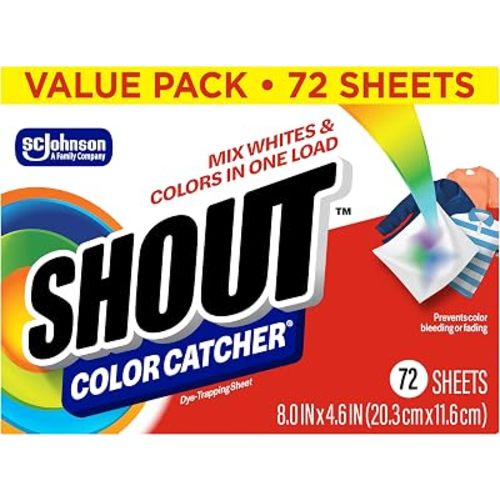 Shout Color Catcher Dye-Trapping Laundry Sheets, 72 Count, (1-Pack)