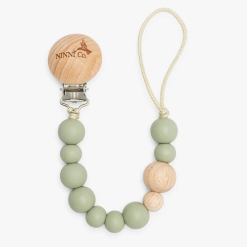 Ninni Co. Olive Green Pacifier Clip