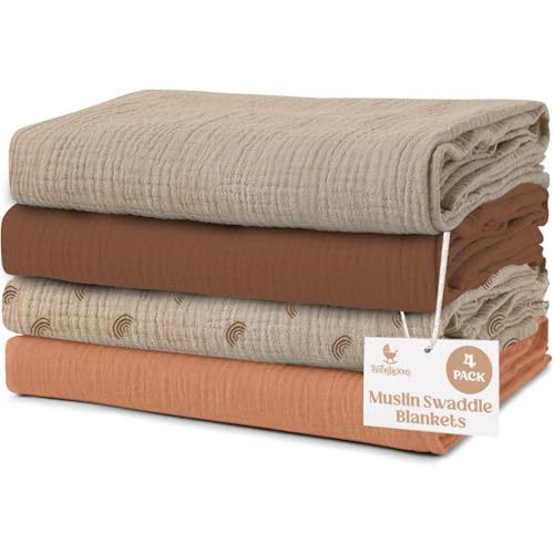 Muslin Swaddle Blankets - 4 Pack | Muslin Baby Blanket for Newborn Boy/Girl | Soft&Breathable Receiving Blankets | Newborn Swaddle Blanket (47" x 47")| Baby Essentials,Registry & Gift- Desert Dreams