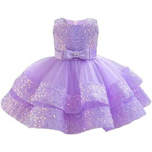 Miipat Baby Girl Pageant Dress Sequins Princess Dress Toddler Flower Wedding Birthday Party Gown Dresses 12 Months-4 Years