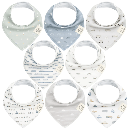 8-Pack Organic Bandana Bibs (Boy)