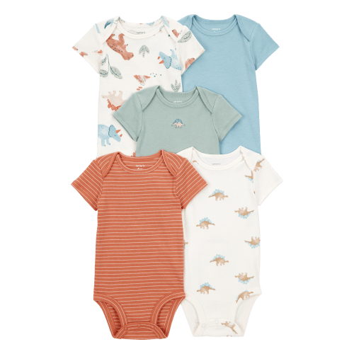 5-Pack Dinosaur Short-Sleeve Cotton Bodysuits - Carter's | Carter's