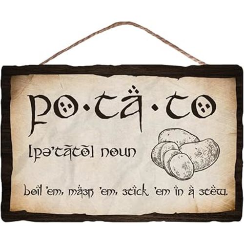 flinelife Potatoe Sign,12x8,Boil Em Mash Em Stick Em In A Stew Sign, Perfect for Fans