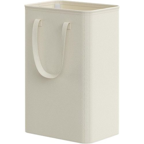 Lifewit Slim Tall Narrow Hamper, Collapsible Laundry Basket with Handle for Small Bathroom Bedroom Closet Dorm College, Off White, 50L, 14.2"L x 9.8"W x 21.7"H