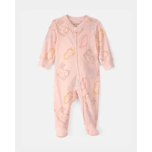 Baby Girl Easter 100% Cotton 2-Way Zip Sleep & Play Pajama - Pink | Carter's