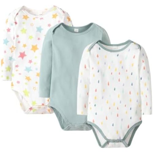 Bafeicao Unisex Newborn Baby Bodysuits Ribbed Long Sleeve Romper One-piece Outfits Clothes for Infant Boys Girls