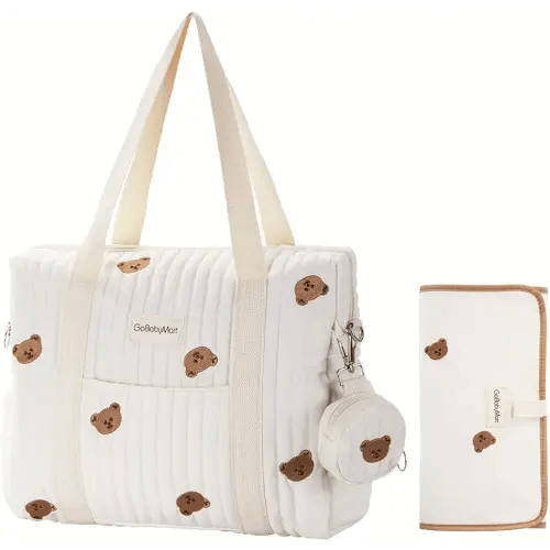 3pc Diaper Bag Tote Set, Hospital Bag for Labor & Delivery, Maternity Travel Bag with Changing Pad & Pacifier Case