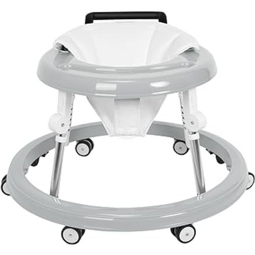 Foldable Baby Walker with Wheels and Anti-Rollover, Sit to Stand Activity Center for Boys and Girls 6-18 Months, 5-Position Height Adjustable - Grey