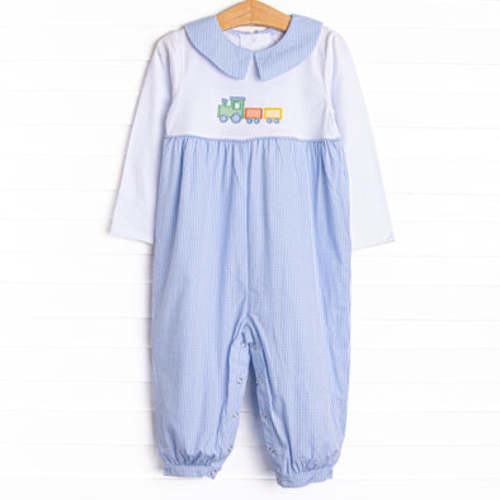Choo Choo Charlie Applique Romper, Blue – Stitchy Fish